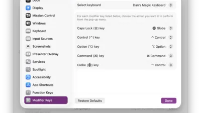 The correct modifier key configuration for Apple’s new magic keyboards.
